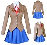 Yazkimo Womens Monika Cosplay Costume Sayori Yuri Natsuki Uniform Jacket JK Skirt Suit Halloween Outfit Full Set (Brown, X-Large)