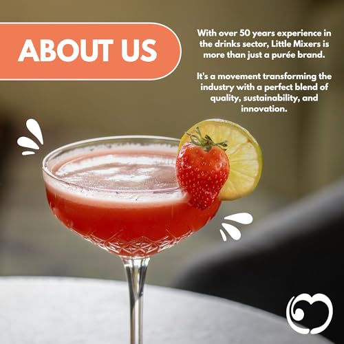 Little Mixers Strawberry Purée (1kg) | Real Fruit Purée for Cocktails, Mocktails, Smoothies & Desserts | Ready-to-Use, Rich Natural Flavour
