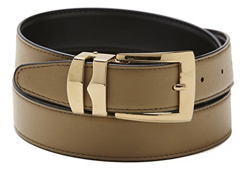 Reversible Belt Bonded Leather with Removable Gold-Tone Buckle TAUPE/Black