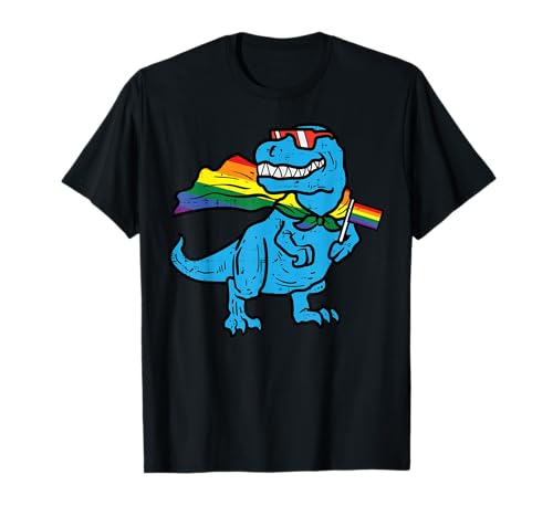 Gay Pride Dino Trex Rainbow Flag LGBT Ally Boys Kids Toddler T-Shirt