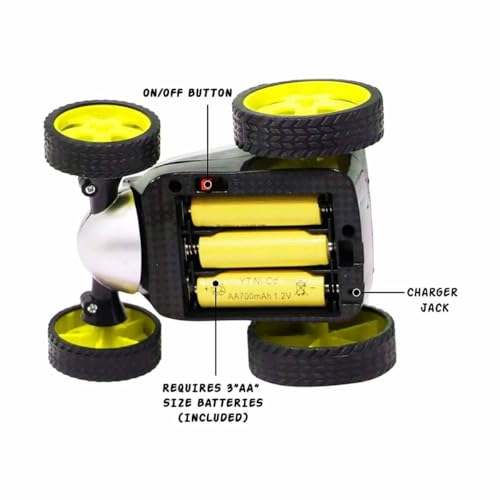 Image of Pink 360 Rotating Stunt Car Toy for Kids - LED Light Up Off-Road RC Vehicle with Flip & Spin Action, Rechargeable Electric Remote Control Car for Girls, Boys, Toddlers (Stunt Car Rotating)