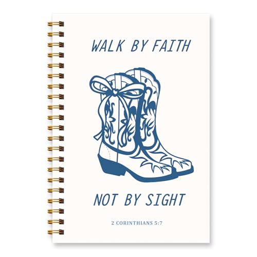 Wxiben Christian Bible Verse Spiral Notebook Western Cowgirl Boots Journal