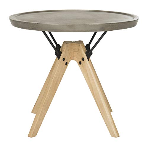 Safavieh Vnn1027A Collection Farmond Dark Grey Indoor/Outdoor Modern Concrete 19.69" Side Table #TOP2
