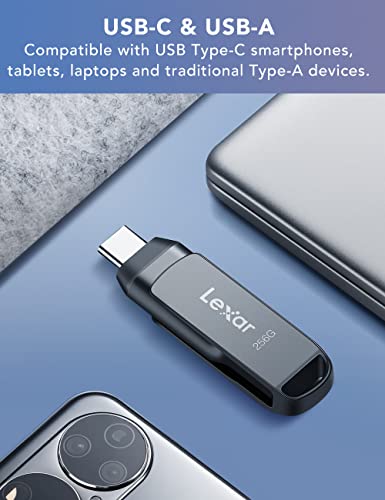 Lexar 64GB USB 3.1 Flash Drive, USB-A & USB C USB Stick up to 130MB/s Read, Type-C Thumb Drive Swivel Design, Jump Drive for USB3.0/USB2.0, Memory Stick for Android Device/Tablet/Laptop/PC/Phone