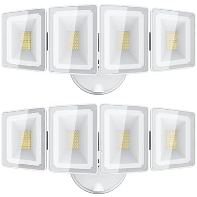 USTELLAR 100W LED Floods Light Outdoor, 10000LM Super Bright Flood Lights Switch Controlled, Security Lights with 4 Adjustable Heads, IP65 Waterproof, 5000K Daylight for Eave, House, Backyard 2 Pack