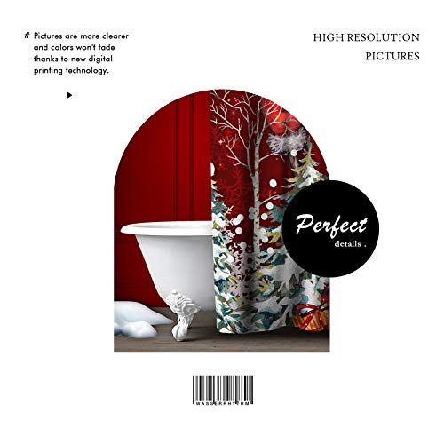 Christmas Shower Curtain Snowman Shower Curtain Christmas Bathroom Decor Holiday Decorations Polyester Fabric Waterproof-72 X 72" #TOP3