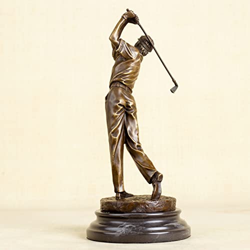 13.2'' Bronze Male Golfer Sculpture Sport Themed Statue Home Tabletop Art Decorative Figurine #TOP5