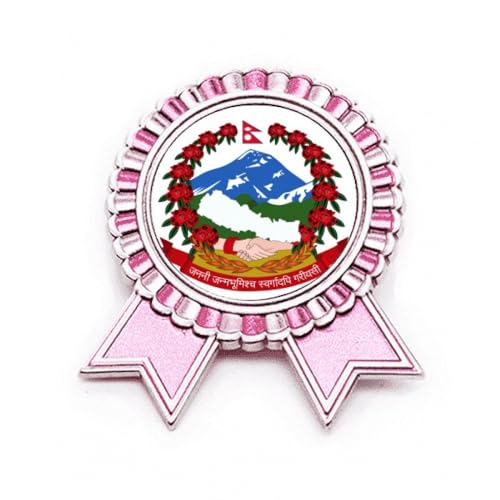 Broche emblème national du Népal rose M métal - Insigne Asie pour sac et vêtement