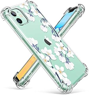 GVIEWIN iPhone 11 Case,Clear Flower Design Soft&Flexible TPU Ultra-Thin Shockproof Transparent Bumper Protective