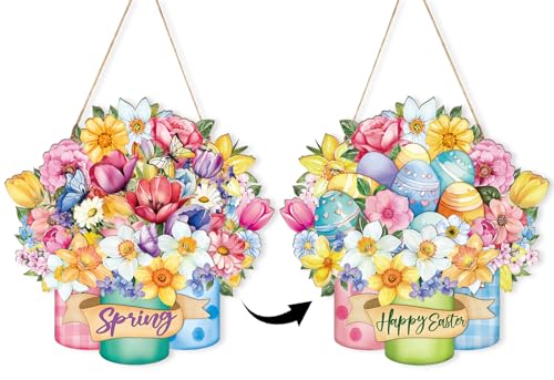 Easter Decoration Wood Spring Decoration Door Wall Signs Double-sided Printing,