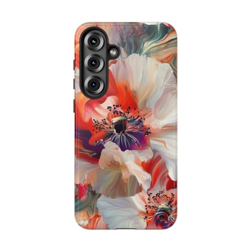 Coque Samsung S25 Plus rigide et brillante anti-rayures à fleurs