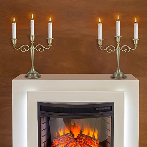 Dyna-Living Candelabra Candle Holder 3-Arm Metal Candelabra Bronze Candlestick Stand For Long Candles Wedding Party Anniversary Tall Candle Holder(2Pcs) #TOP2