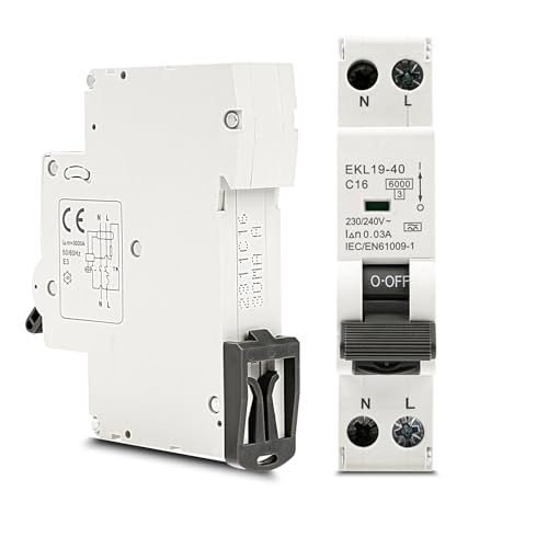 Jadeshay Interruttore Magnetotermico Differenziale 30mA Interruttore RCBO 1 Modulo con Protezione da Sovracorrente 18mm Compatto 1P+N 16A 230V Interruttore Differenziale Tipo A per Uso Domestico