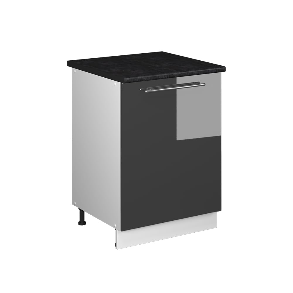 Vicco Sink base cabinet Fame-Line, Anthracite high gloss/White, 60 cm