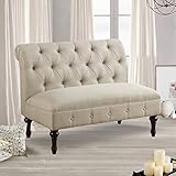 Rosevera Larkin Upholstered Tufted Fine Polyester Chair Loveseat Sofa Bench with Armless Design Easy Assembly for Living Room Bedroom, Beige