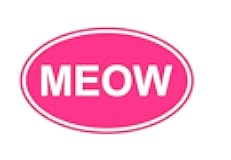 CRDesign Meow Cat Kitten Euro Oval Decal Sticker for Car SUV Truck Bumper Window (Pink)