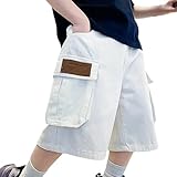 1 Générique Jean Baggy Enfant Garçon Fille,Slim Taper Fit Strong Performance Jeans Denim Confortable Mode Streetwear Décontracté Pantalon Garcon Rétro Style Années 90 Hip Hop (Blanc,12-13 Ans)