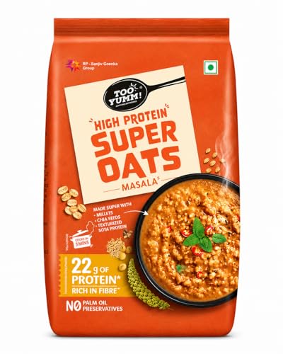Image of Too Yumm Oats High Protein Super Oats Masala | 350g | 22.2g Protein | Oats, Soya Chunks, Millets, Bajra, Jowar & Chia Seeds | 12.2g Dietary Fibre