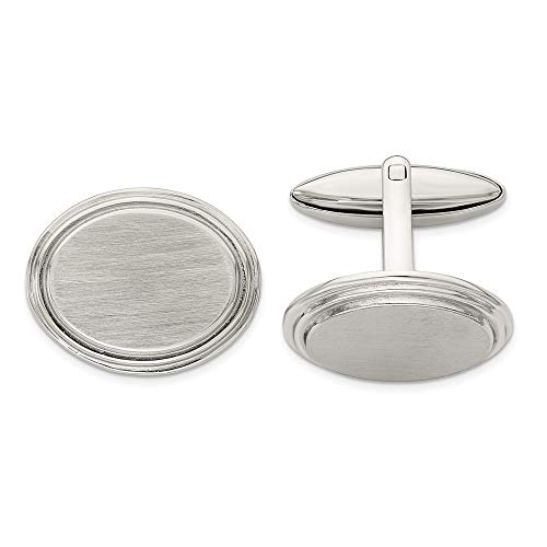 Mancuernillas de acero inoxidable cepillado para hombre miniatura 1