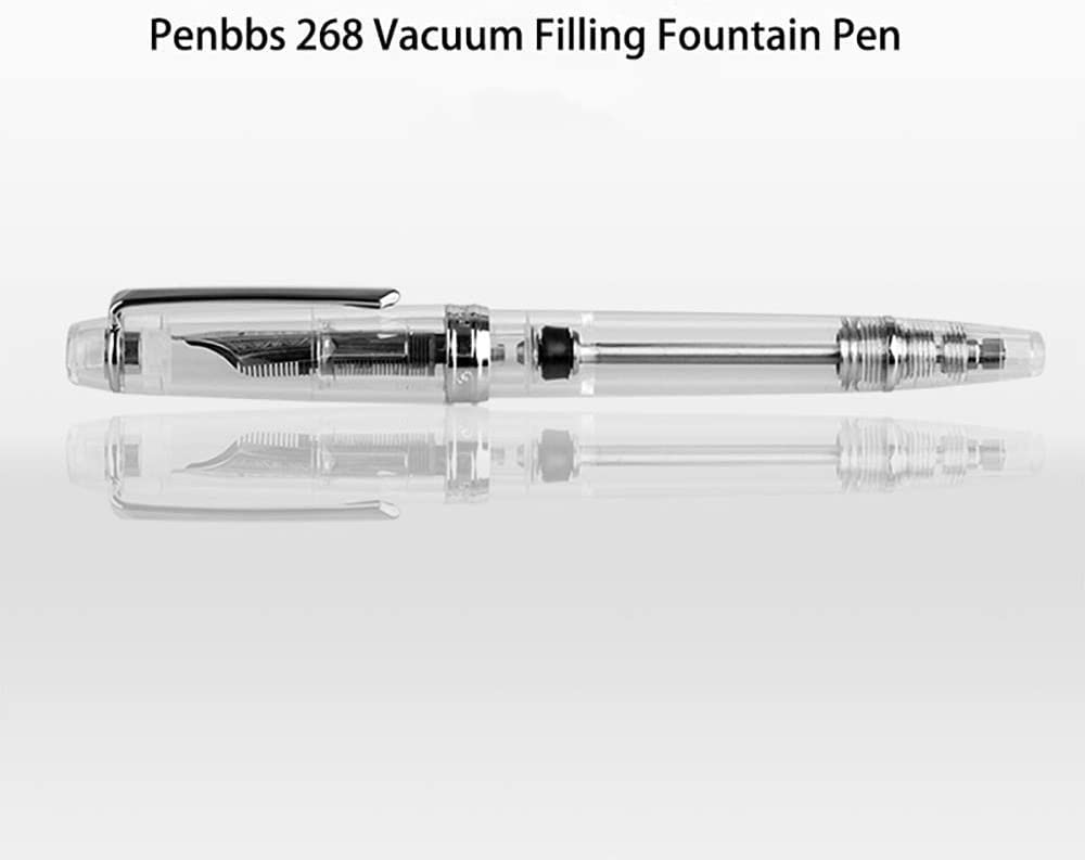 Pióro wieczne Penbbs 268 próżniowe wypełnienie pióro wieczne Iridium, średnia stalówka, 0,7 mm, przezroczysty akrylowy zestaw długopisów do pisania z długopisem pudełkowym