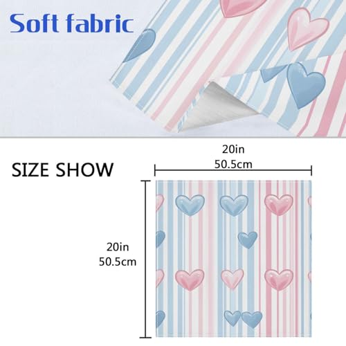 Servilletas de tela polyester con diseño rayas y corazones x6 miniatura 6