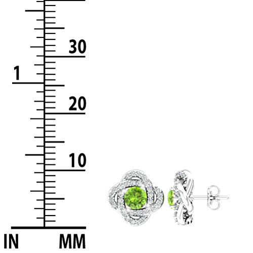Belinda Jewelz Womens 925 Sterling Silver Cute Love Knot Sparkling Gemstone Push Back Stud Earrings Hanging Pendant Necklace Beautiful Fine Jewelry Accessory Set, 1.65 Carat Peridot Green #TOP5