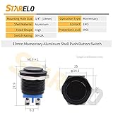 STARELO 19MM 3/4" Momentary Push Button Switch High Round 250V AC 5A 12V 36V DC 2A 1NO SPST Waterproof Aluminum Shell(Black). - Image 3