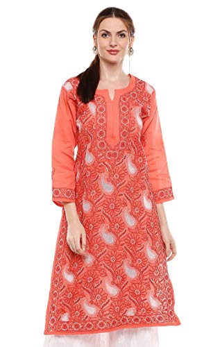 Indiankala4U Ladies Kurti Tops Hand Embroidered Lucknow Chikankari Kurti Top for Women