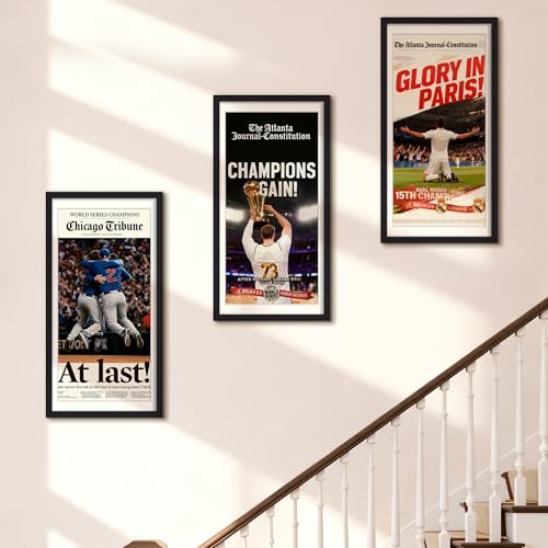 Image of upsimples 11x22 newspaper frame, Display Pictures 10x20 with Mat or 11x22 Without, Wall Hanging Photo Frame, Black, 1 Pack