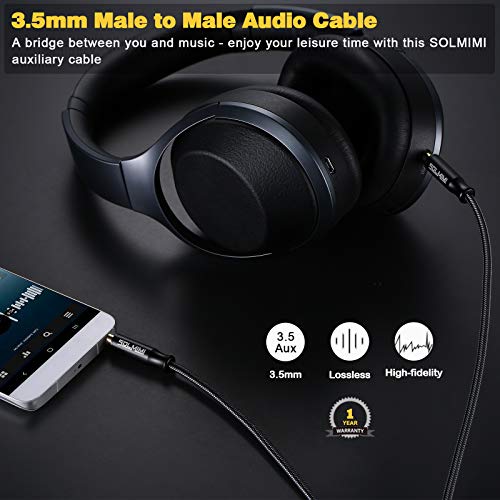Cable auxiliar 3.5mm macho a macho 1.2 m nylon trenzado miniatura 2