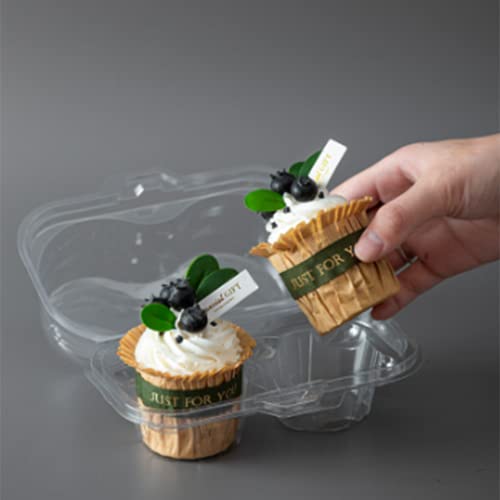 Qixivcom 50 Pack Clear Egg Tart Pan Dessert Packaging Box Two Compartment Cake Plastic Container Cake Box Clear Cupcake Container Disposable Deep Dome Muffin Box Holiday Gift Box Diy Dessert Pan #TOP4