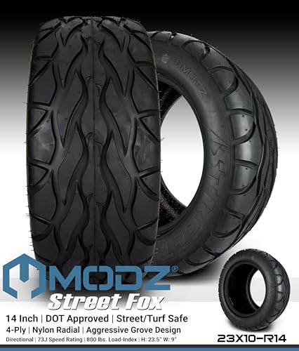 MODZ® Street Fox 23x10-R14 Radial DOT Golf Cart Tire Street Low Profile (4-Ply) - Set of Four