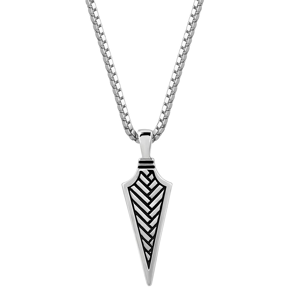 925 Oxidised Silver Arrow Pendant With Link Chain| Necklace to Gift for Men & Boys| With Certificate of Authenticity and 925 Stamp | 6 Months Warranty