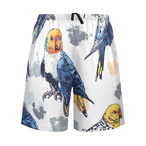 Men's Short Pajama Bottoms Parrots Flying Bird Home Casual Sleep Pants