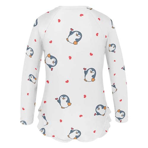 Kawaii Penguin Girls Swimsuit One Piece Rash Guard Girls' Swimwear Long Sleeve Swimsuits for Girl Size 3-12T3