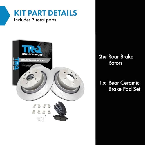 Image of TRQ Rear Brake Pad and Rotor Set Ceramic Compatible with 2014-2015 Infiniti Q60