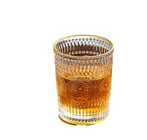 Vintage Glassware Set for Juice Beverages Beer Cocktail Floral Clear Drinking Glasses 10 oz Highball Glasses 9 oz