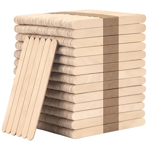 WISYOK 1000 Pcs Wooden Popsicle Sticks for Crafts, 4.5 Inch Wooden Craft Sticks, Wide Lollipop Sticks, Treat Sticks Ice Pop Sticks for Home Art Projects by WISYOK - Used condition - US$14.66
