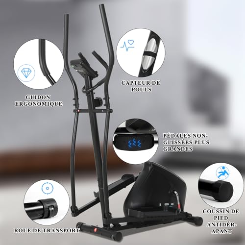 Vélo elliptique crosstrainer avec impulsion et écran LCD de contrôle - 6