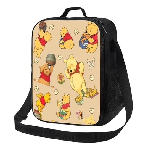 くまのプーさん 保温保冷 ランチバッグ 大容量 おしゃれ 弁当袋 多層ポケット ビジネス ピクニック用 軽量 繰り返し使える エコフレンドリー アウトドア 通勤対応 ユニセックス大人