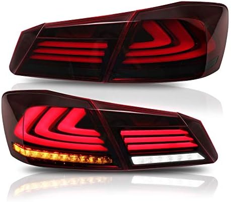 MICROPOWER Led Tail Lights for 2013-2015 Honda Accord 4 Door Sedan Rear Tail Lamps Assembly with Sequential Turn Signals,Reverse Lights, Running Lights,Brake Lights(Driver and Passenger Side)