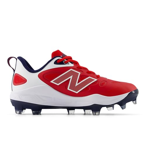 New Balance Women's Fresh Foam Velo V4 Molded Softball Shoe, Team Red/White/Team Royal, 10 M