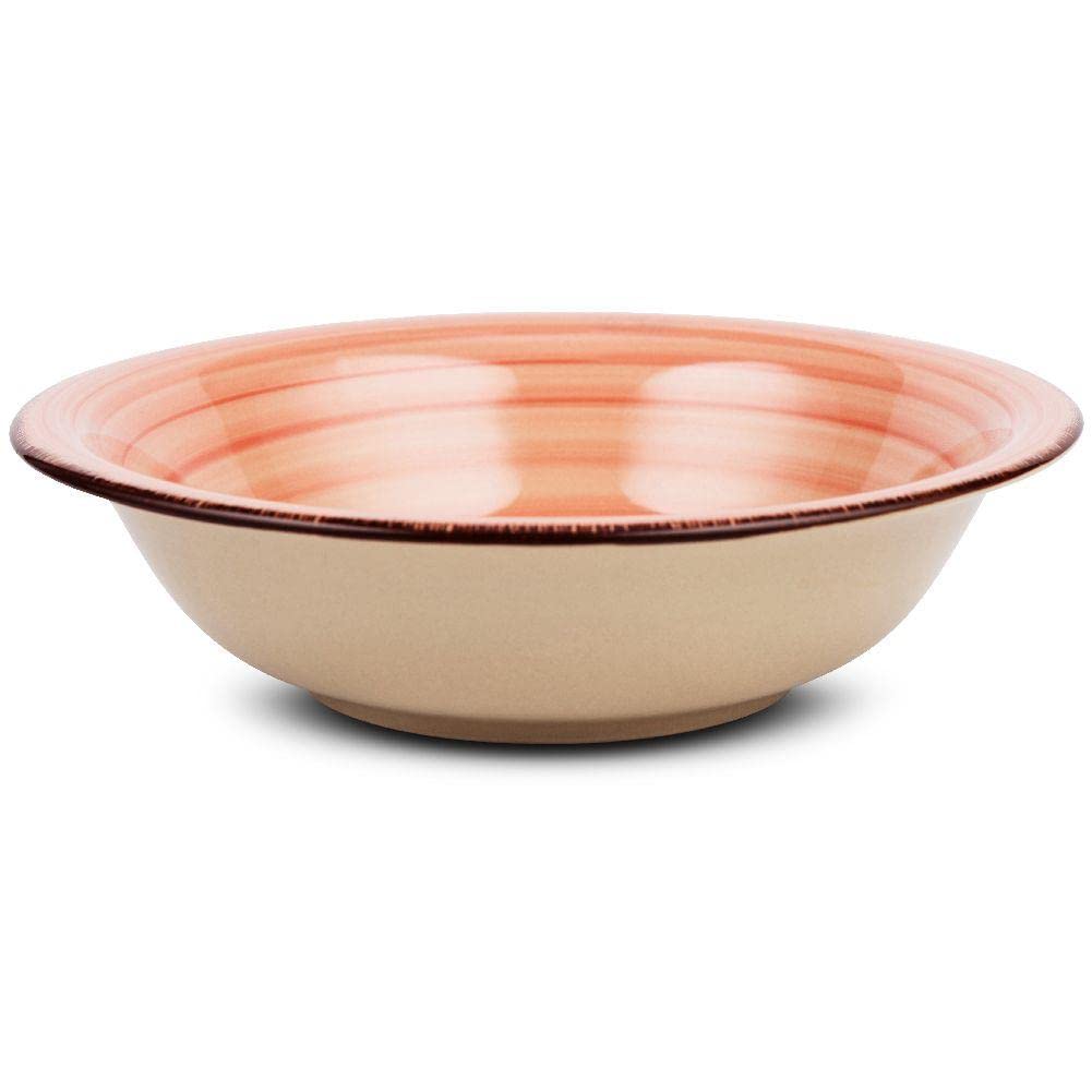 Nava Ceramic Plate Soup Deep Terra Cotta for Serving Lunch Soups 22 cm