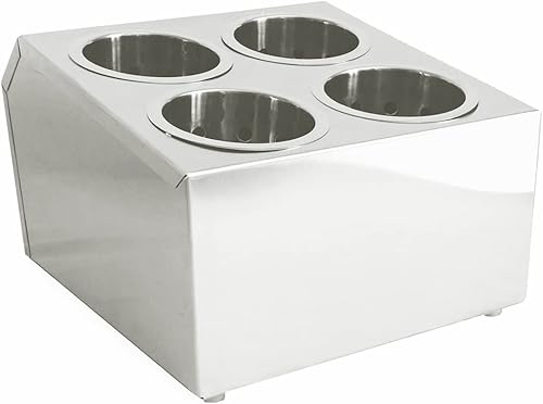 Miniatura 4 de Cilindro de acero inoxidable comercial de 4 agujeros, cubiertos, cubiertos, soporte para utensilios, organizador Canddy
