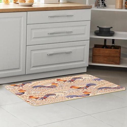 Tapete absorbente para cocina y pasillo con diseño de gallos 7