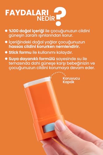 Image of Bade Natural Kids Mineral Sunscreen Stick SPF 50+ - 100% Natural Zinc Oxide Sun Protection for Babies & Children, Broad Spectrum UVA /UVB Defense, Water Resistant & Gentle Formula, 0.56 oz