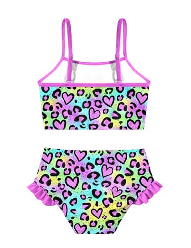 Image of Little Girls Two Piece Mermaid Bikini Set Ruffle Adjustable Summer Beach Bathing Swimsuit 3-7 Years for Kids
