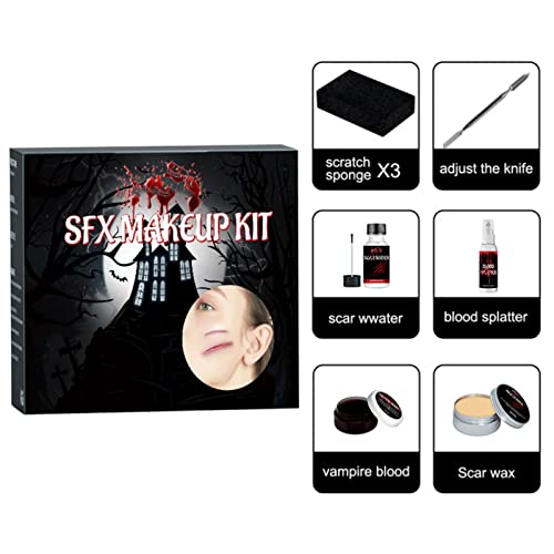 2 Pcs Kit de maquiagem de Halloween SFX, Acessórios de Halloween SFX incluem cera de cicatriz de res