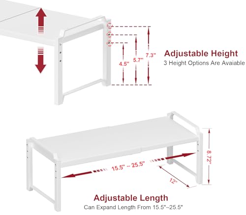 Image of X-cosrack 12 inch Wide 100LBS Loading-Bearing Heavy Duty Kitchen Storage Shelf, Expandable Cabinet Shelf Organizer, Stackable Adjustable Storage Shelves for Kitchen Cabinet Cupboard Pantry Counter