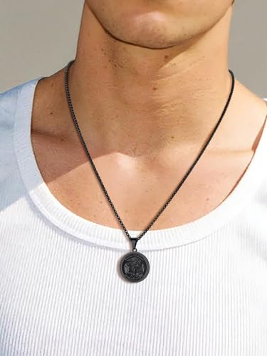 Image of U7 Saint Michael Necklace for Men,Stainless Steel /18K Gold Plated St Michael Archangel /Saint Benedict /Saint Christopher Pendant Amulet Necklace for Men Women